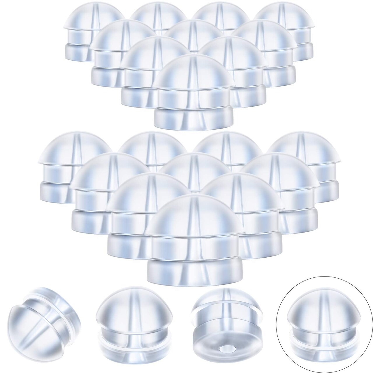 100 Pieces Clear Earring Backs Hamburger Shaped Safety Backs Secure Locking Silicone Earring Backs Stopper for Jewelry Accessories Supplies, 2 Sizes